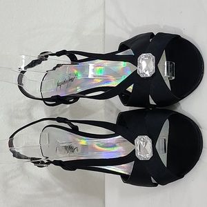 JACQUELINE FERRAR HEELS SIZE 8 black dark blue.